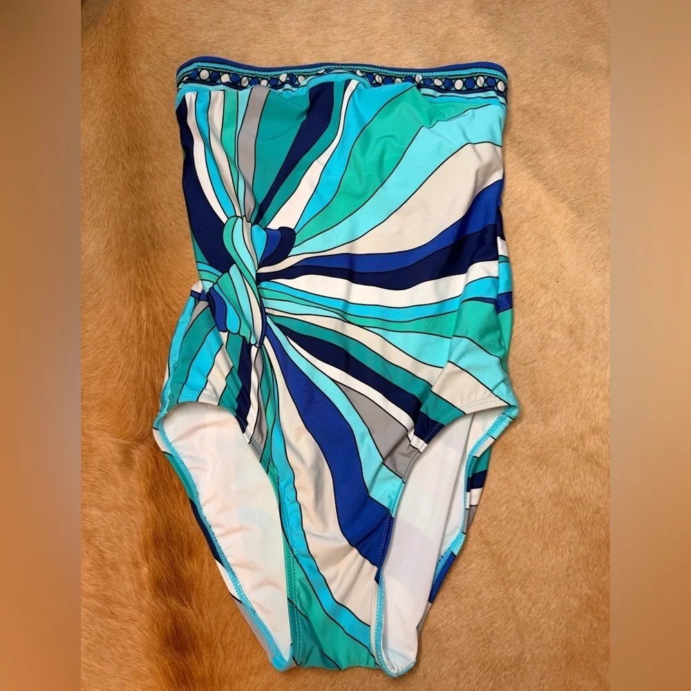 Michael Kors Blue and White Striped Swimwear
